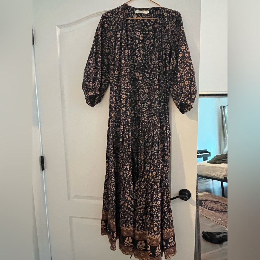 Christy Dawn Black and Brown Floral Long Sleeve Noah Dress